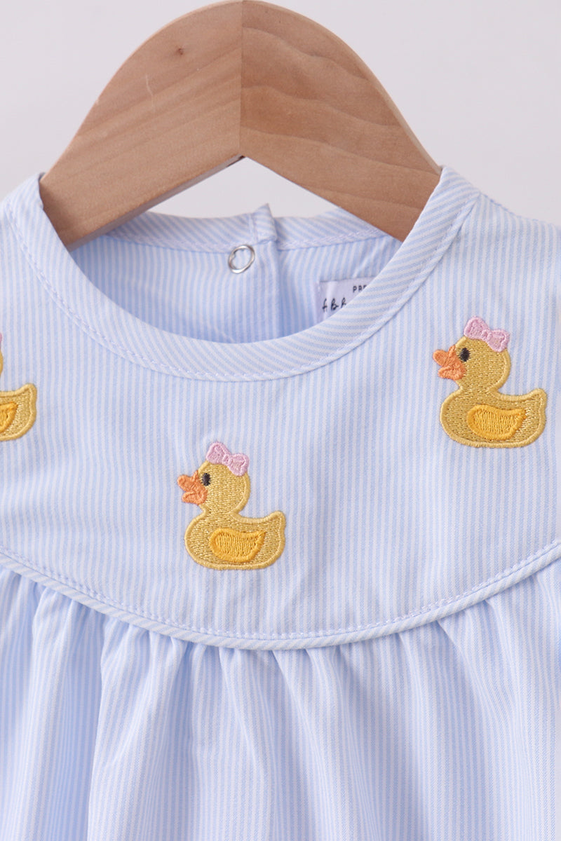 Blue duck embroidery stripe ruffle bubble