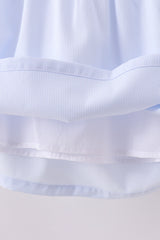 Blue duck embroidery stripe ruffle girl set