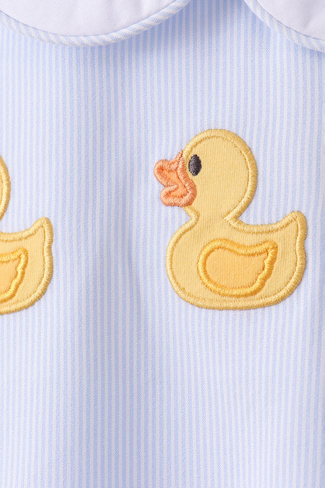 Blue duck embroidery stripe shorts set