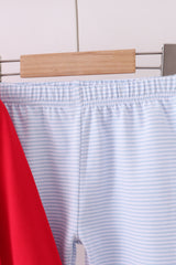 Red valentine's day heart embroidery pants set