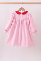 Red valentine's day heart embroidery ruffle dress