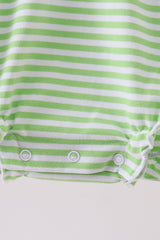 Green clover embroidery stripe bow bubble