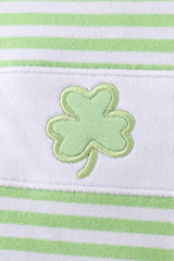 Green clover embroidery stripe pants set
