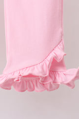 Green clover embroidery stripe bow pants set