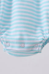 Blue octopus embroidery stripe ruffle bubble