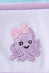 Blue octopus embroidery stripe ruffle dress