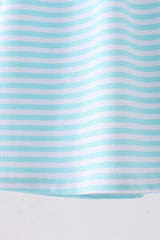 Blue octopus embroidery stripe ruffle dress