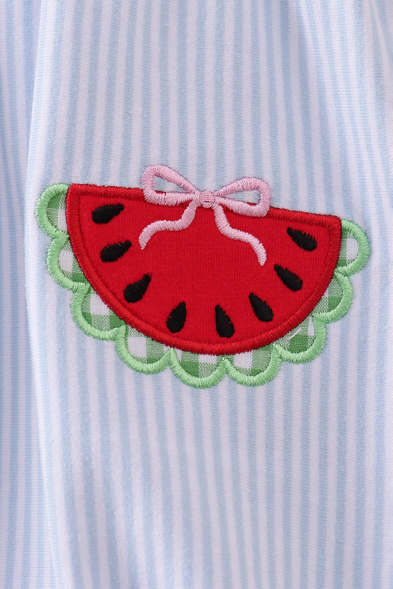 Blue watermelon stripe ruffle bubble
