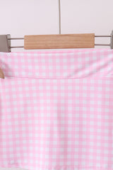Pink gingham active skorts set