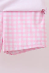 Pink gingham active skorts set