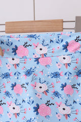 Blue floral active skorts set