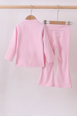 Pink active flare pants set