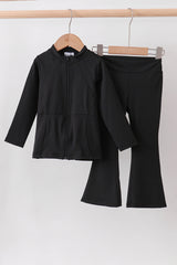Black active  flare pants set
