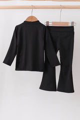 Black active  flare pants set