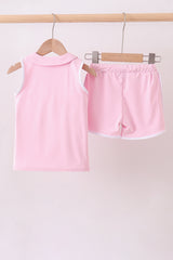 Pink active shorts set