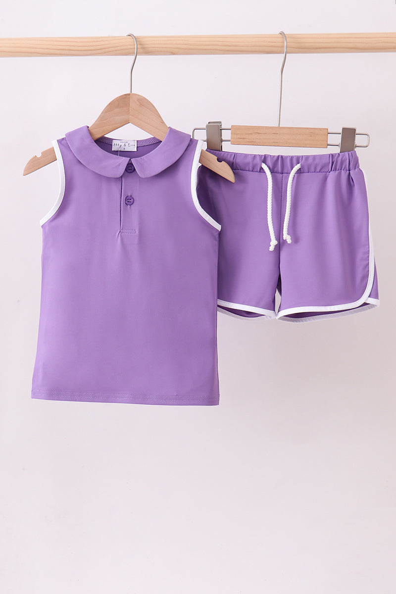 Purple active shorts set