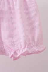 Pink stripe bunny bow embroidery bloomer set