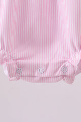 Pink stripe bunny bow embroidery bubble