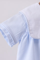 Blue stripe bunny carrot embroidery bubble