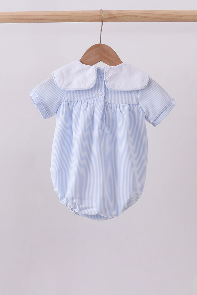 Blue stripe bunny carrot embroidery bubble