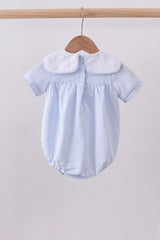 Blue stripe bunny carrot embroidery bubble