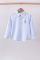 Blue stripe bunny embroidery button down shirt