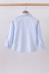 Blue stripe bunny embroidery button down shirt