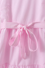 Pink stripe tiered maxi dress