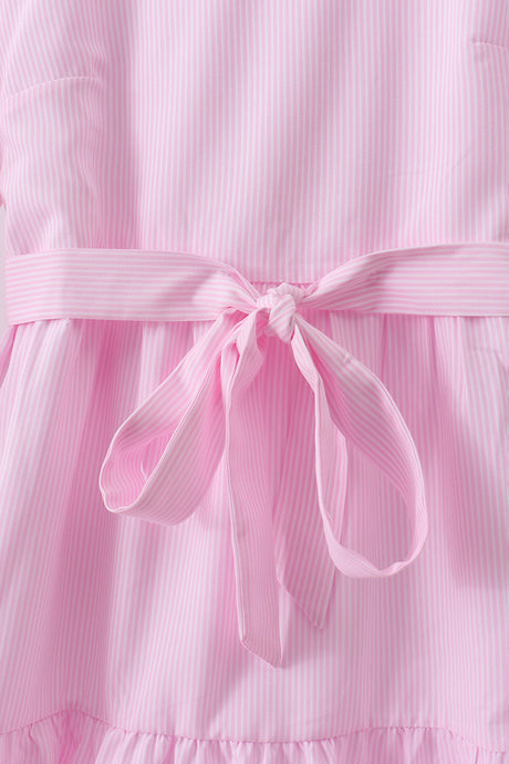 Pink stripe tiered maxi dress