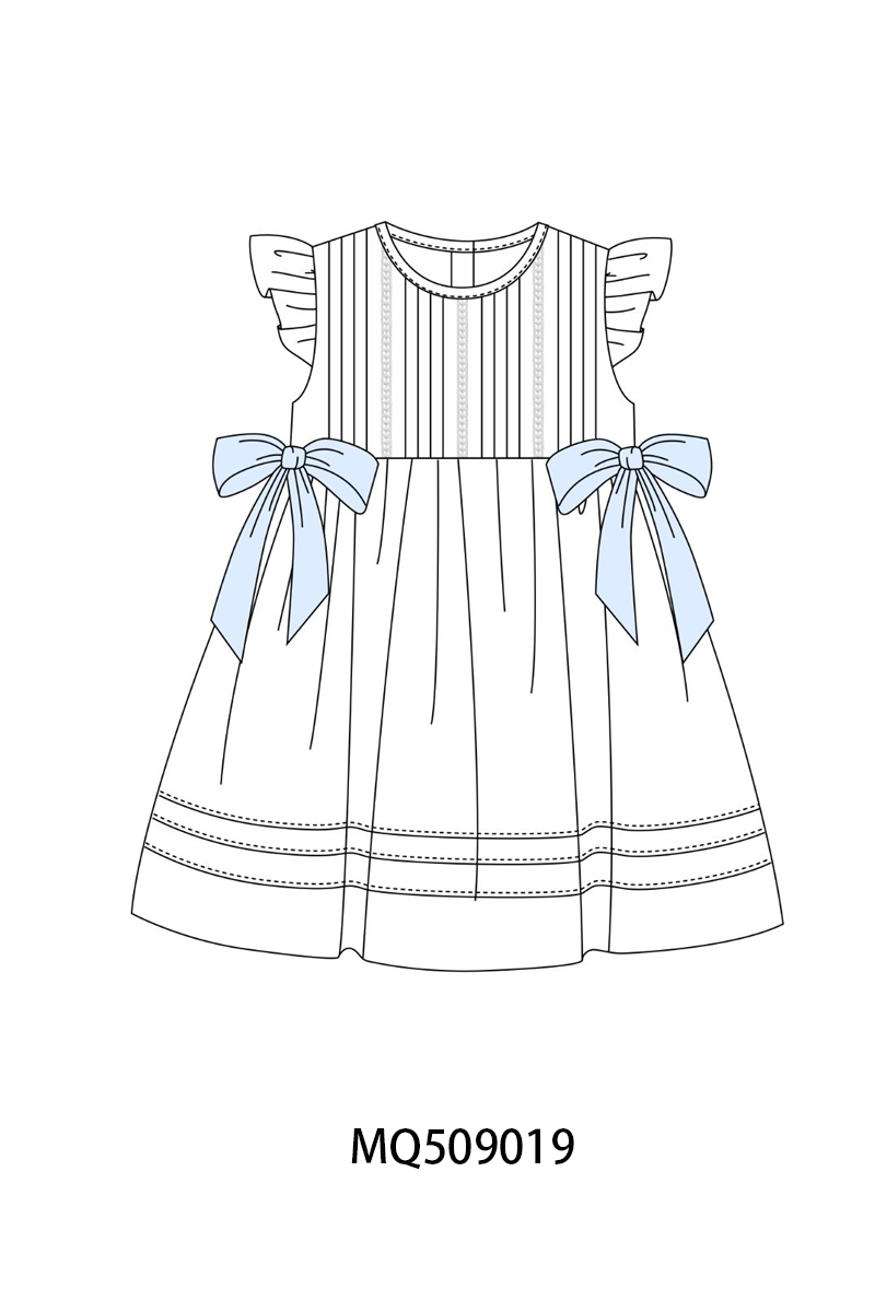 Blue bow ruffle dress