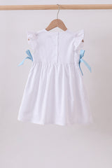 Blue bow ruffle dress