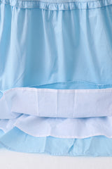 Blue smocked ruffle tiered dress