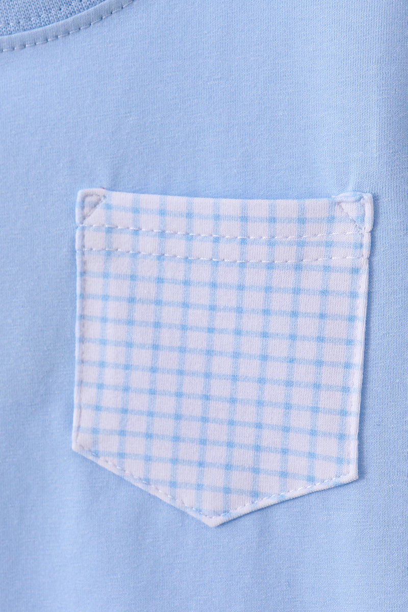 Blue gingham shorts set