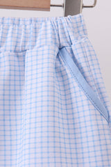 Blue gingham shorts set