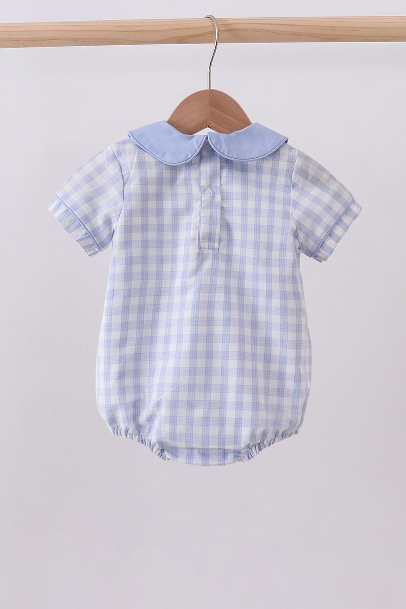 Blue plaid peter pan collar bubble