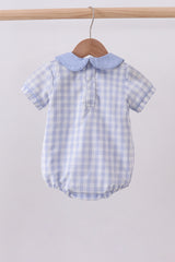 Blue plaid peter pan collar bubble