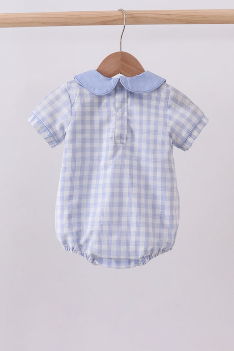 Blue plaid peter pan collar bubble