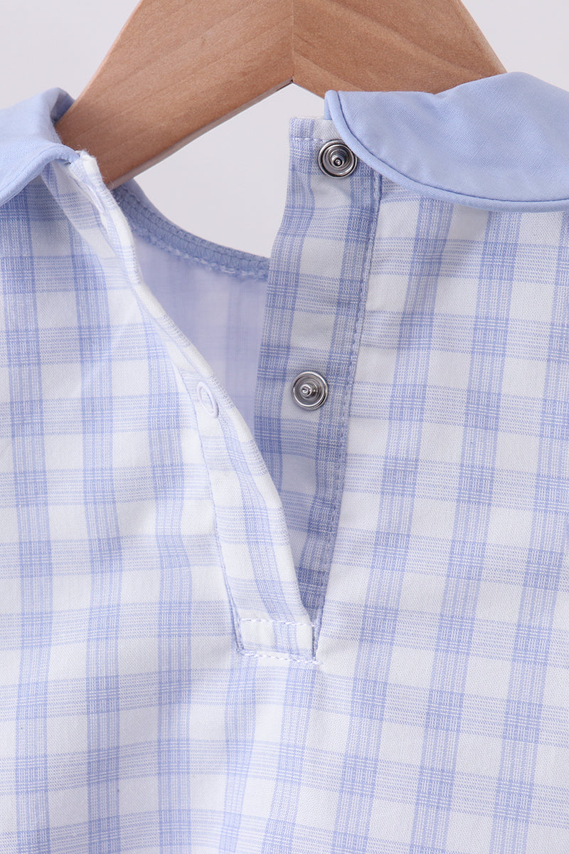 Blue plaid peter pan collar bubble