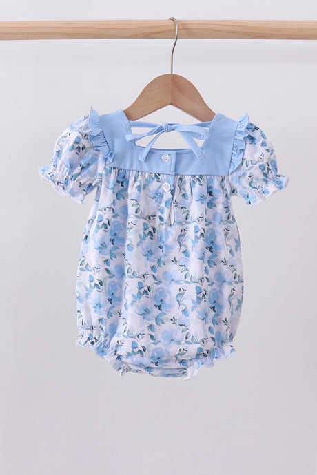 Blue floral ruffle bubble