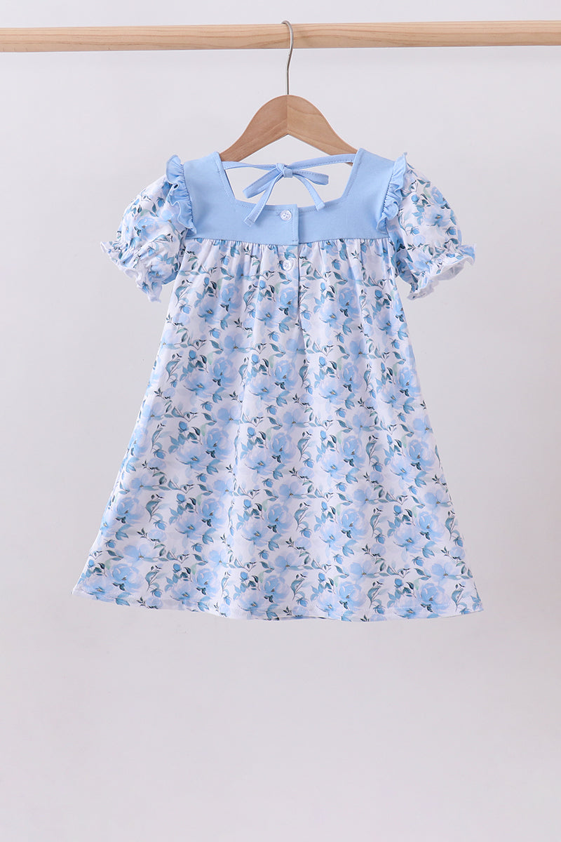Blue floral ruffle dress