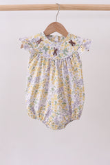 Floral bunny bow embroidery ruffle bubble