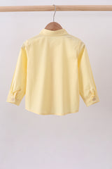 Beige bunny embroidery button down shirt