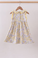 Floral bunny bow embroidery ruffle dress