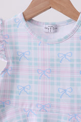 Plaid bow ruffle dress