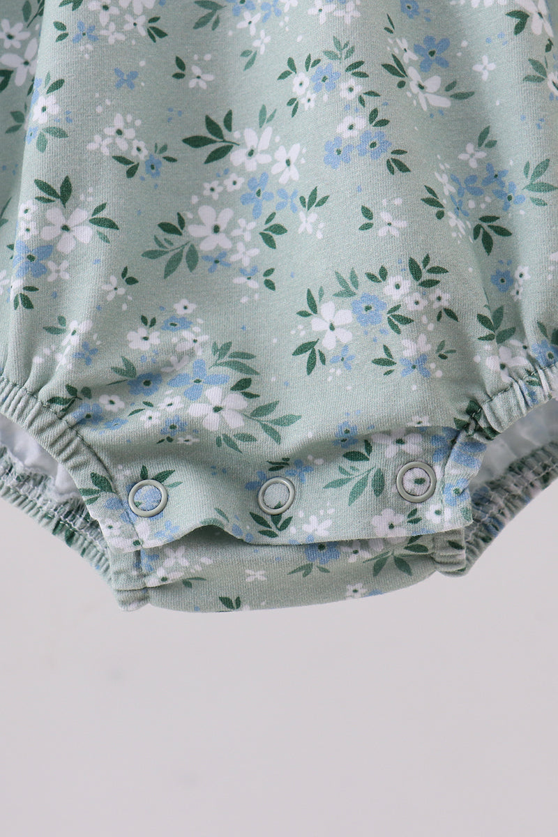 Sage cross embroidery floral ruffle bubble