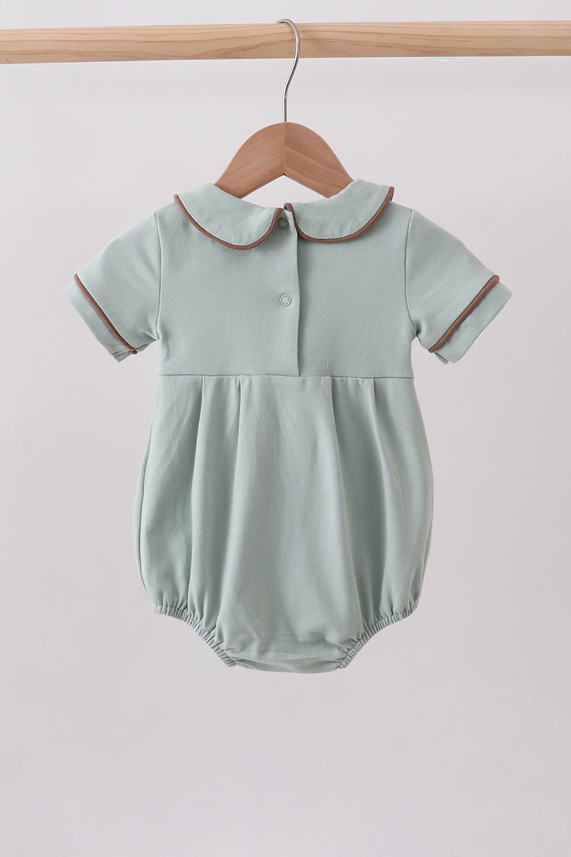 Sage cross embroidery peter pan collar bubble