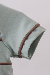 Sage cross embroidery peter pan collar romper