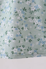 Sage floral cross embroidery ruffle dress