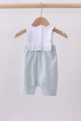 Blue cross embroidery gingham jonjon