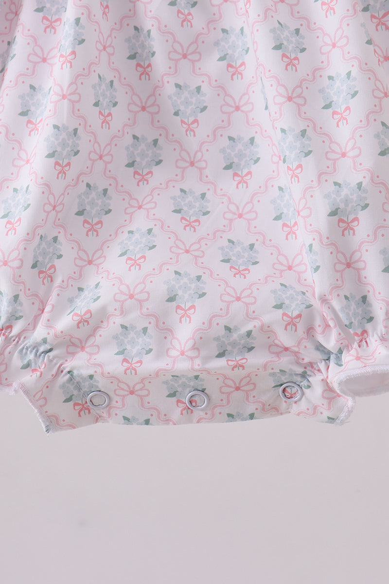 Pink cross embroidery floral bow bubble